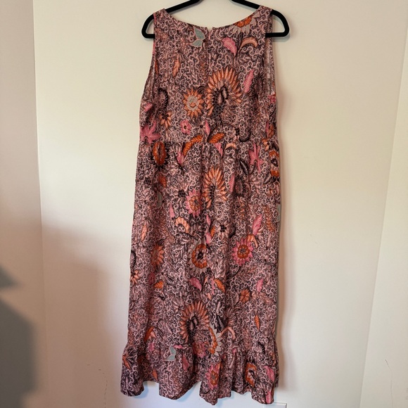 Madewell Lace-Up Ruffle-Hem Midi Dress in Bali Blooms Block Print Size 4 - Picture 4 of 7
